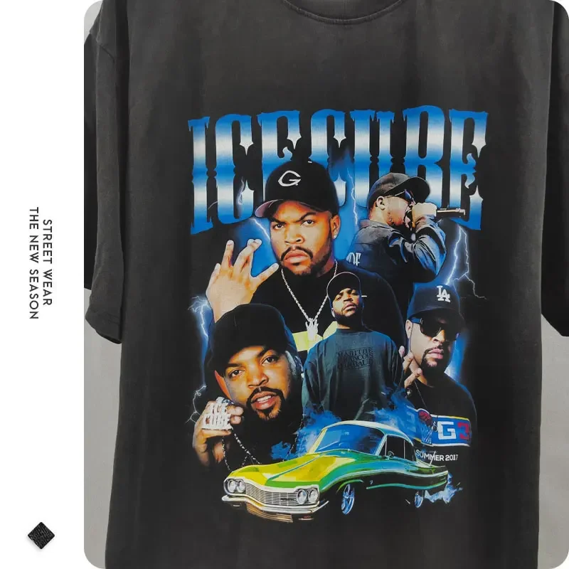 Ice Cube T Shirt Hip Hop Rapper Singer Tops Tees Vintage Washed
