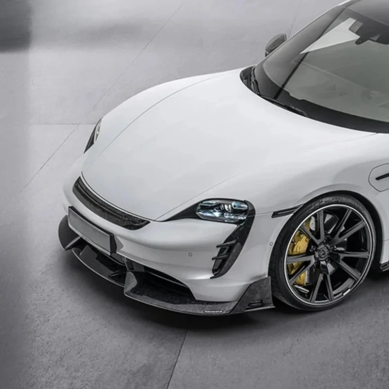 Superior Quality Dry Carbon Aero Refit Components Taycan 4S 2021 Anti-Scratch Front Bumper Lip Spoiler Exterior Styling Pa