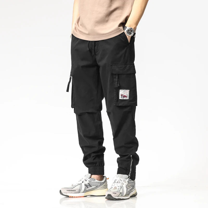 Summer Camping Hiking Men's Multi-Pocket Overalls Sports Trousers Mens Casual Fitness Drawstring Pants Men's Jogger Track Pants