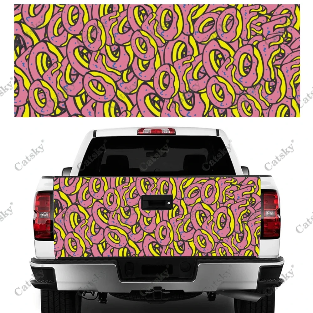 Cute Pink Donuts Car Tail Trunk Protect Vinly Wrap Sticker Decal Auto Hood Decoration Engine Cover for SUV Off-road Pickup