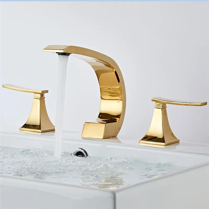 Tuqiu Bathroom faucet Gold widespread Basin faucet Black Tap luxury Rose Gold Basin Mixer Hot And Cold shower room sink Faucet