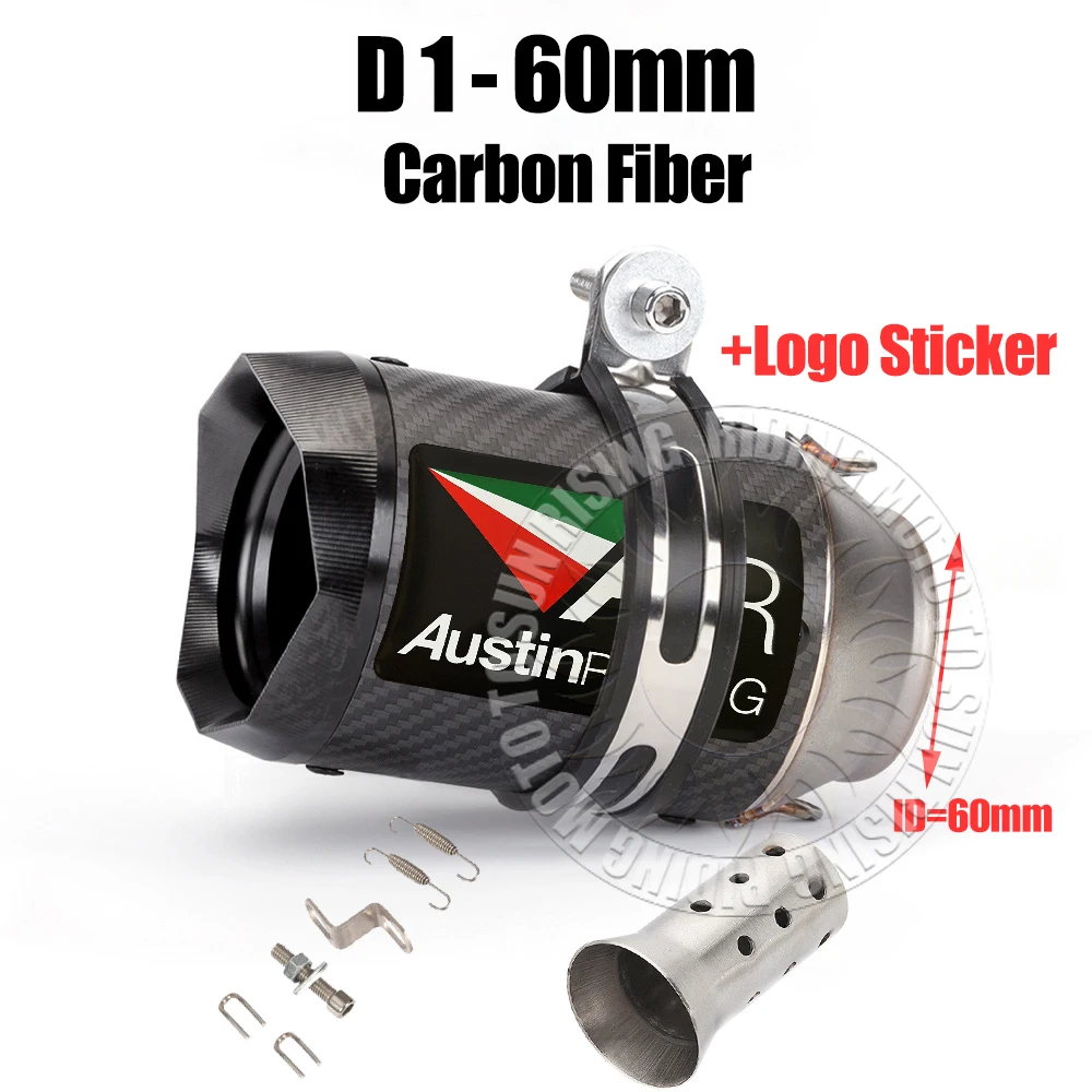 51mm 60mm Carbon/Stainless/Titanium AR Motorcycle Exhaust Muffler For Kawasaki Honda Yamaha KTM CF Suzuki Ktm Bmw etc Tail Pipe image 3