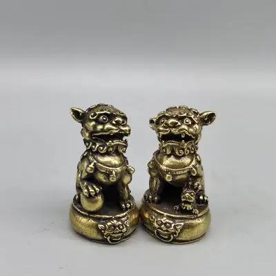 Antique Bronze Micro-carved Drum Lion Decorative Ornaments