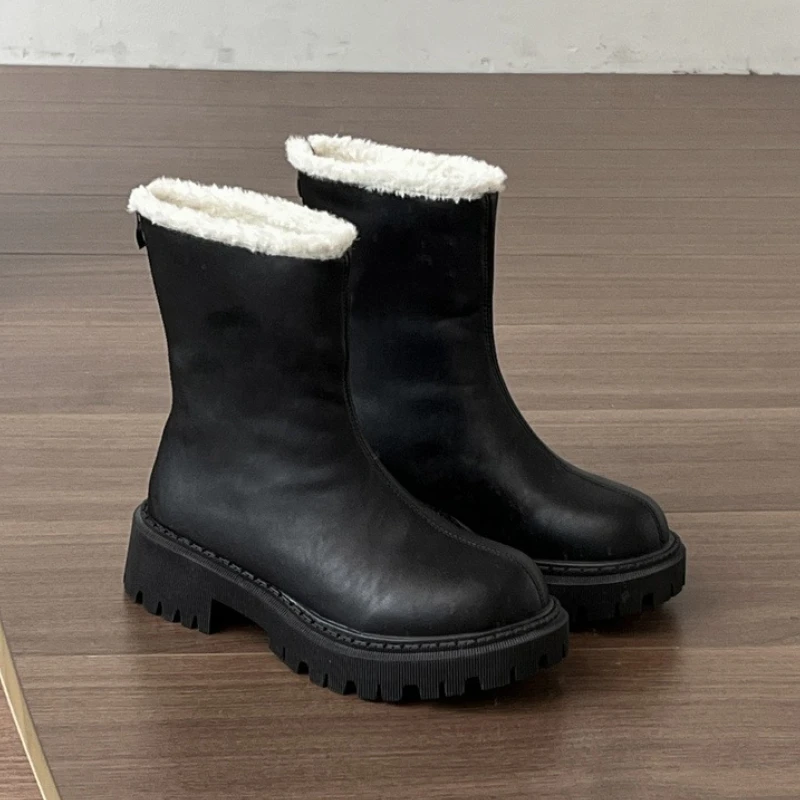 

Women Boots Fur Flats Shoes Sport New Winter Snow Ankle Boots Short Plush Woman Sneakers Fashion 2025 Casual Walking Botas Mujer