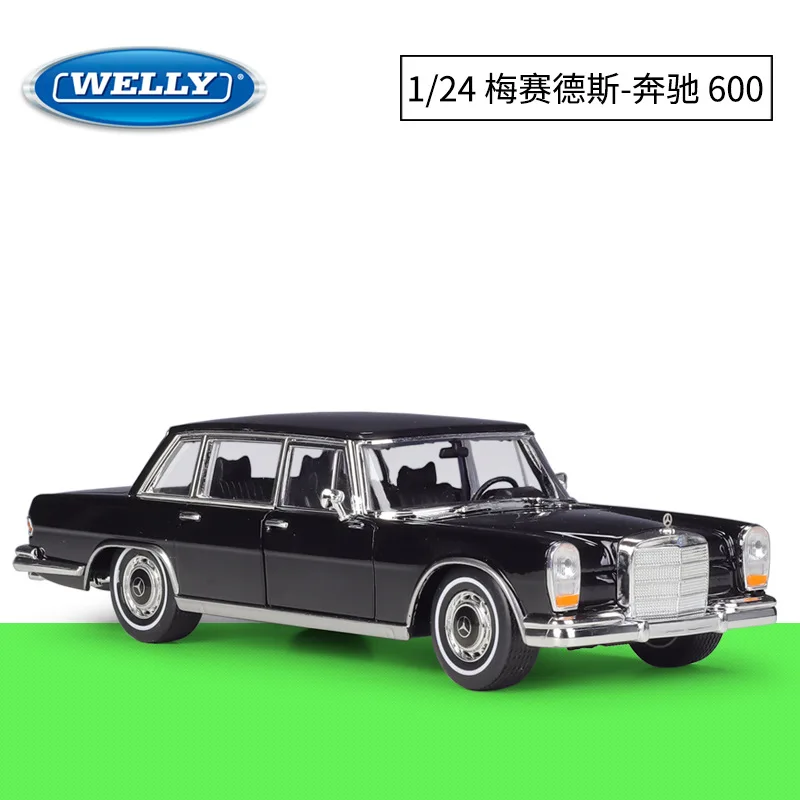 

Модель автомобиля WELLY 1:24 Mercedes-Benz 600 1963 года, имитация, из сплава, для самостоятельной сборки, игрушка для создания сцен, портативный предмет, подарок