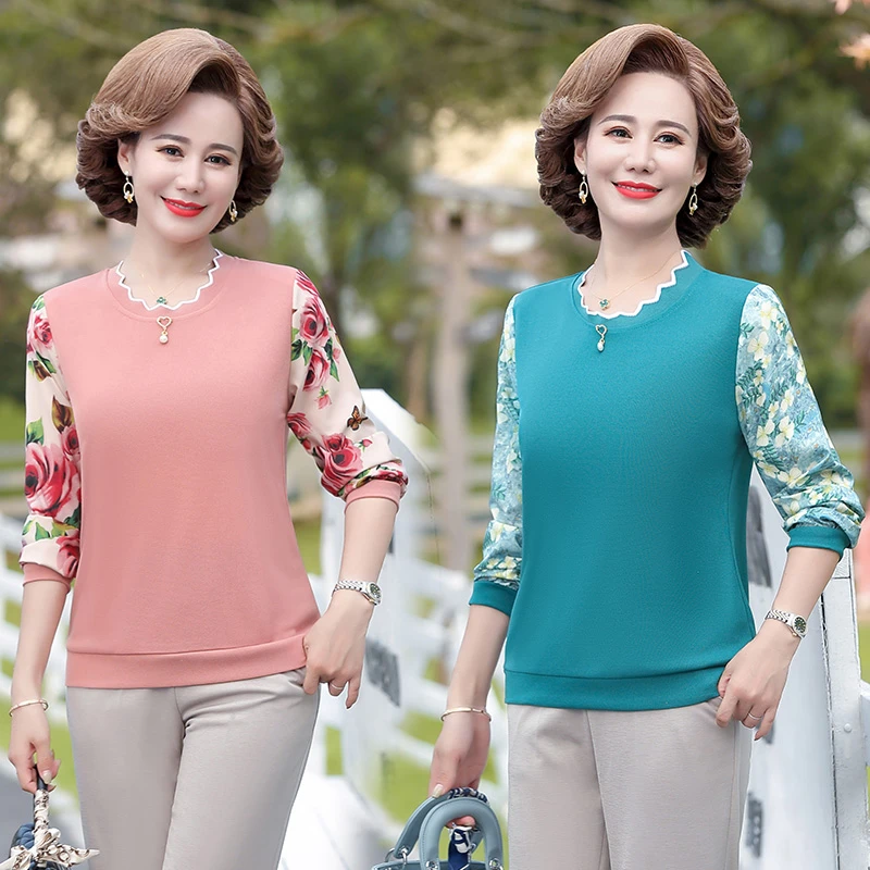 Spring Style Chiffon Blouses Shirts Lady Long Sleeve Female Pullover Autumn Casual O-Neck Patchwork Chiffon Blusas Tops