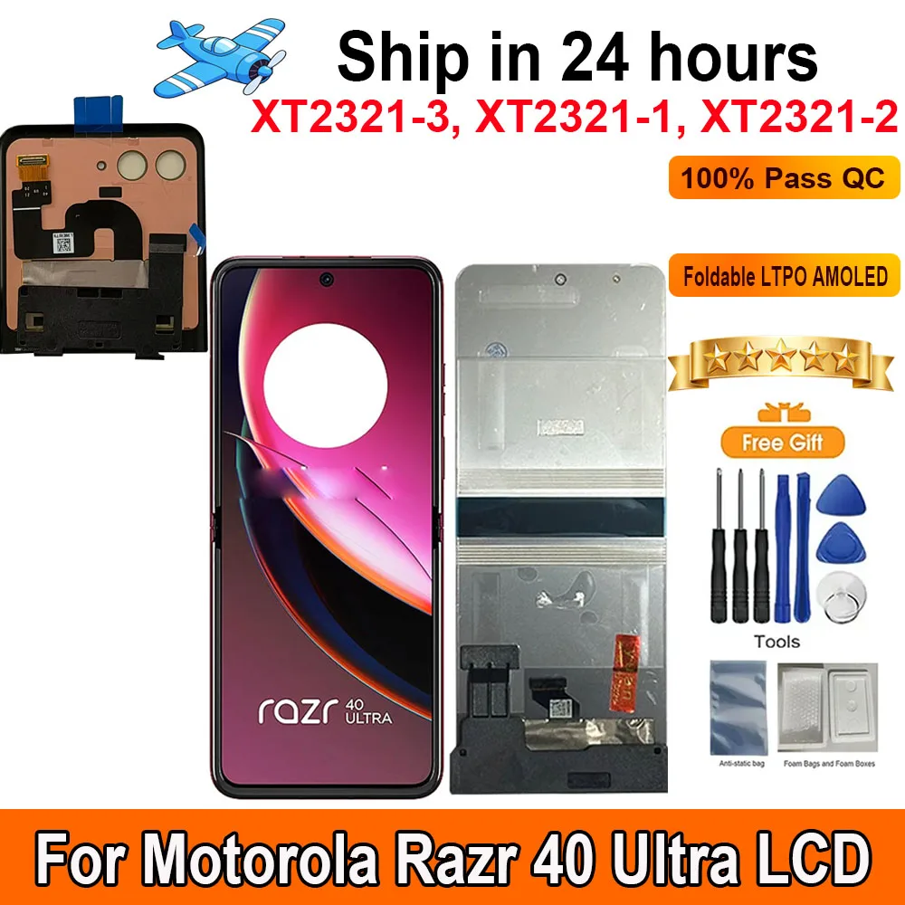 

6.9”Foldable LTPO AMOLED Screen For Motorola Razr 40 Ultra LCD Display Touch Panel Digitizer Assembly Replacement With Frame