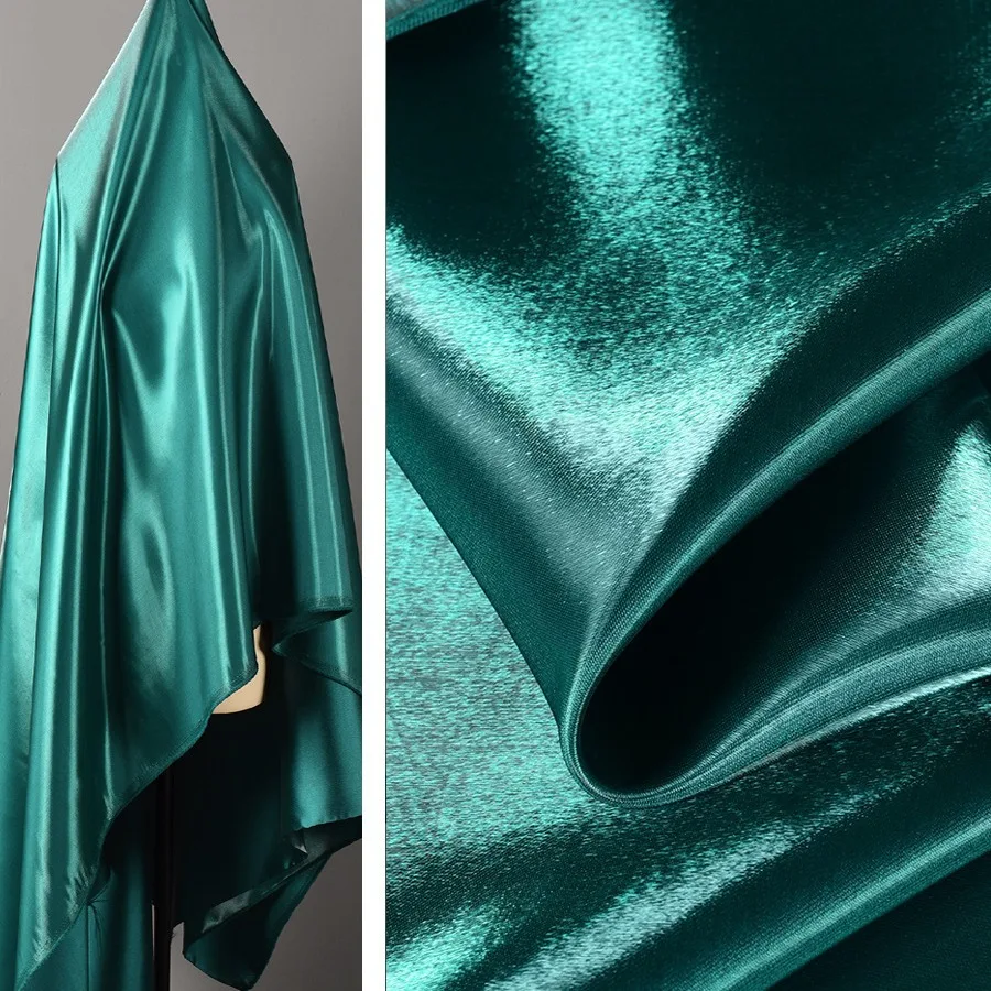 

Яркий жидкий кристаллический атлас, бирюзовое неэластичное гладкое атласное платье цвета морской волны, дизайнерская ткань