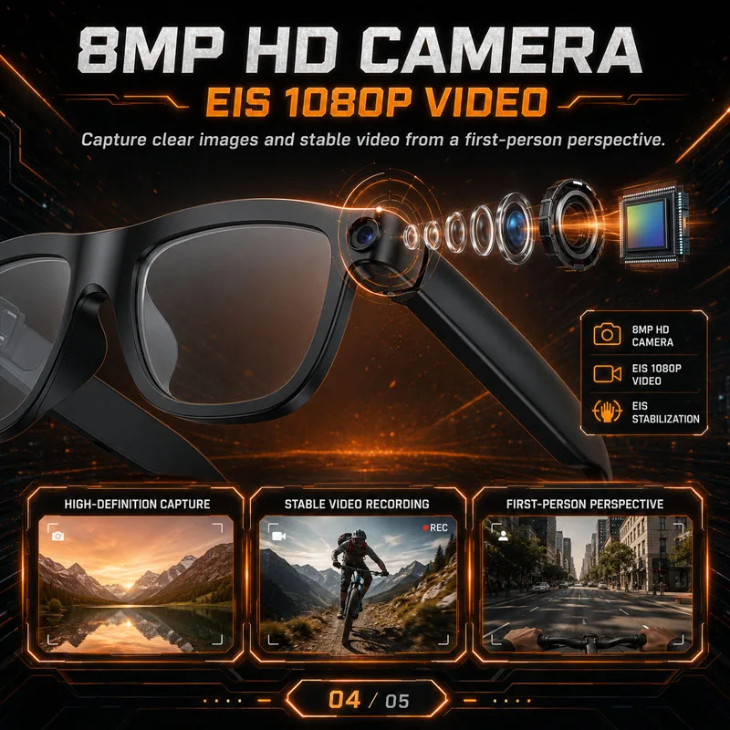 Smartglasses EIS Anti-shake 1080P HD Video Recording Photochromic Lenses Translation Conversation Bluetooth HD Call Smartglasses