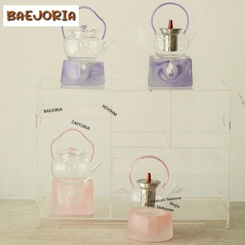 Glazed Glass Tea Warmer Holder Pot Stand Alcohol Burner Stove Kettle Stand Boiling Water Carbon Furnace Teaware Supplies Craft
