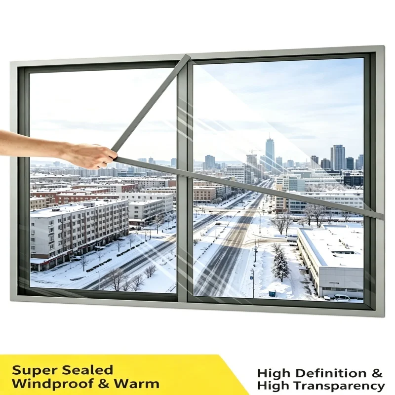 Winter specific windproof insulation sealed plastic cloth screen window