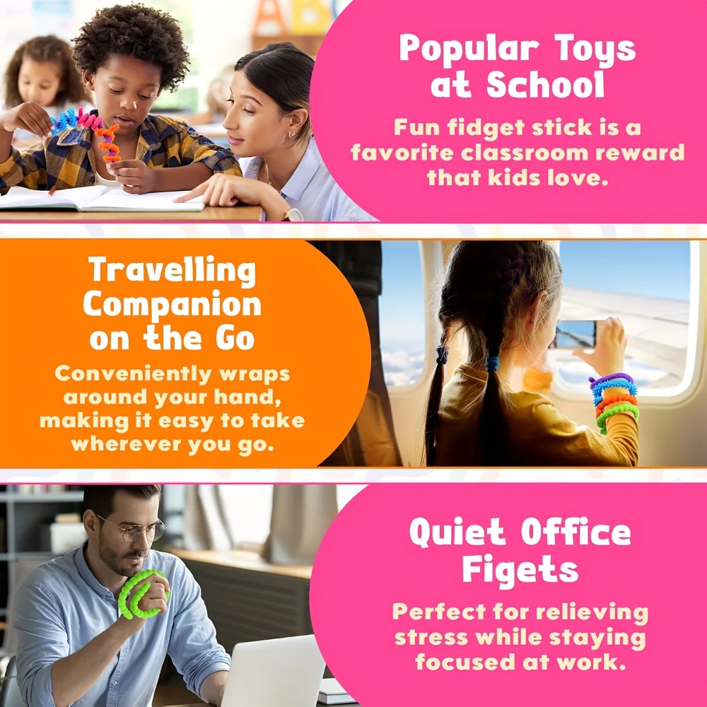 6Pack Colorful Sensory Sticks Fidget Toys Sensory Toy For Stress Anxiety Relief For Children Adults Learning Toys Toddlers Gifts