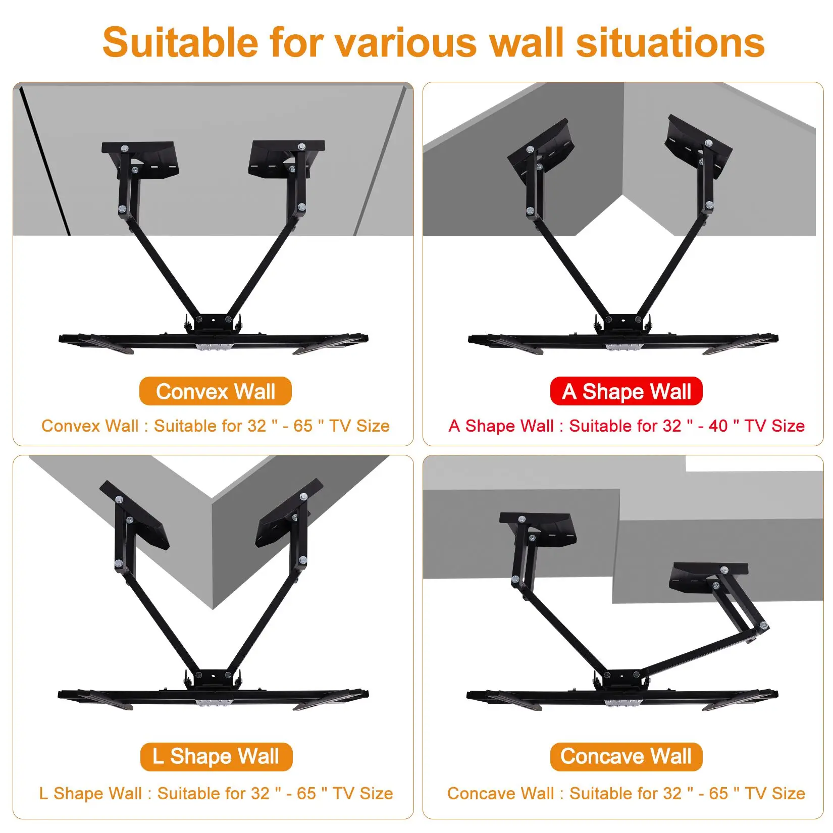 Tilt Swivel TV Wall Mount Full Motion Corner TV Bracket for 32-65 inch LCD LED