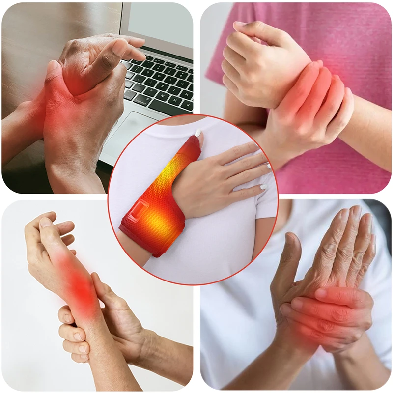 Pulso aquecido polegar massageador alimentado por usb artrite túnel do carpo alívio polegar tendinite entorses dor aliviar relaxamento muscular