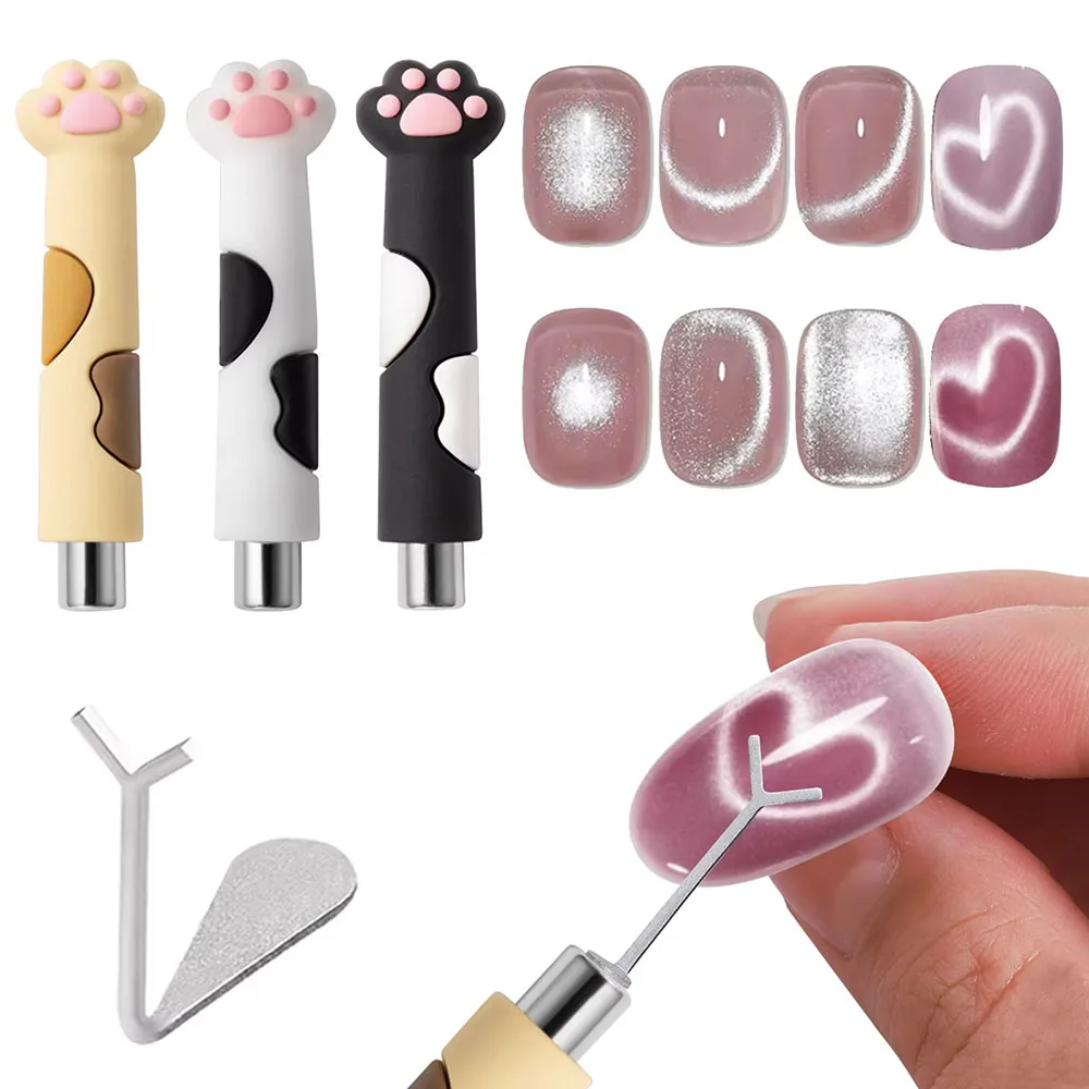 Bastão Magnético Forte Patinha de Gato para Nail Art - Ferramenta Criativa com Tema de Pet para Manicure com Esmalte Gel Olho de Gato