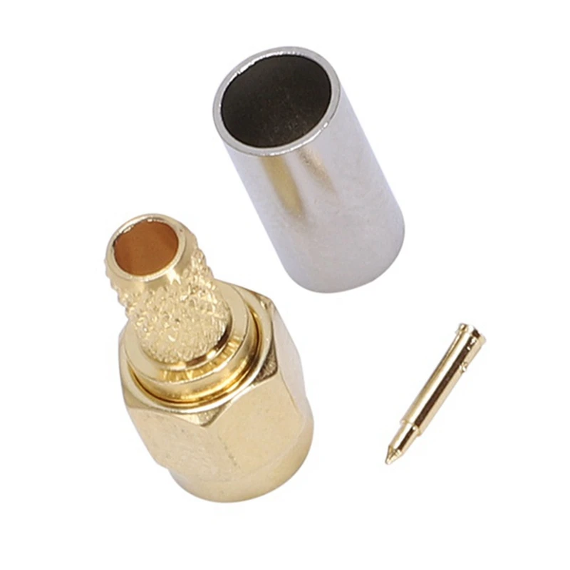 100 peças sma plugue macho crimpagem reta para adaptador de conector rg58