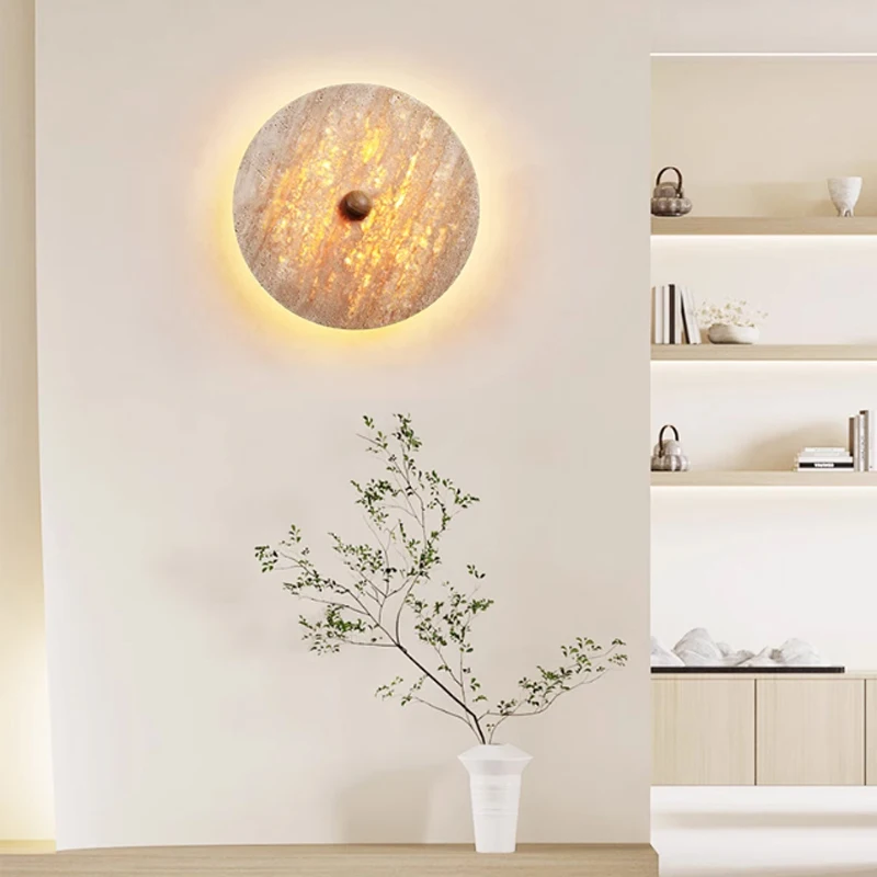 Wabi-Sabi-Stil Song-Dynastie ästhetische Designer runde Mid-Century Cloud Stone Wandleuchte