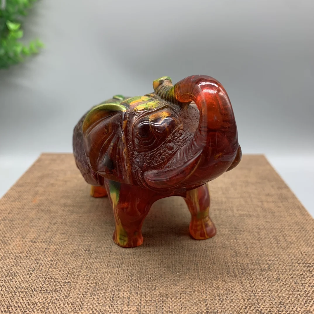 Chinese Colored Resin Amber Elephant Crafts Statue Crafts #2
