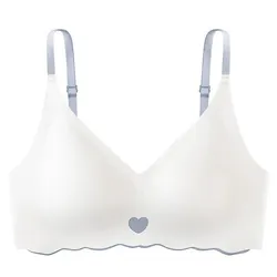 2 Pieces High-Support Heart-Patterned Wirefree Bra - Chic Colorblock Style with Removable Pads for Comfort & Ease