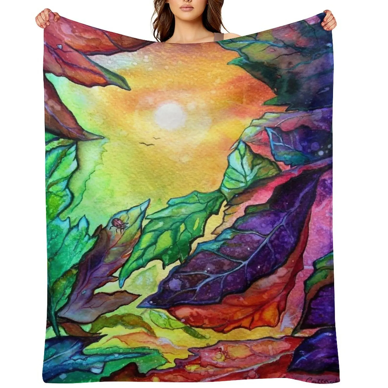 

Colours of Sunshine - Leaves Throw Blanket Thermals For Travel Thins Decorative Beds bed plaid Blankets