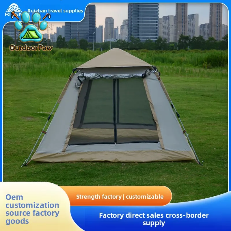 Outdoor camping tent portable installation-free quick-open folding camping double rainproof and mosquito-proof camping manufactu