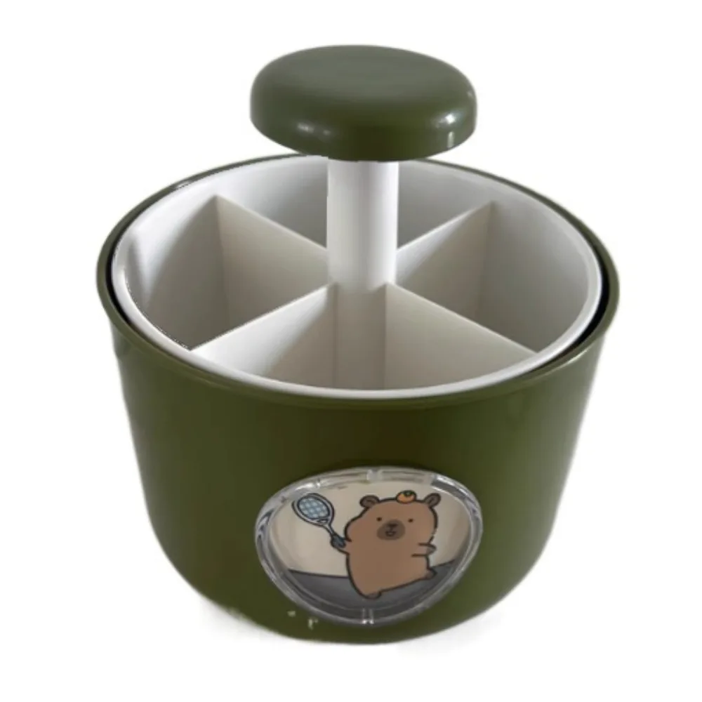 

4 Patterns Capybara Rotating Pen Holder 4 Grid Rotatable Capybara Desktop Storage Box Cute Large Capacity