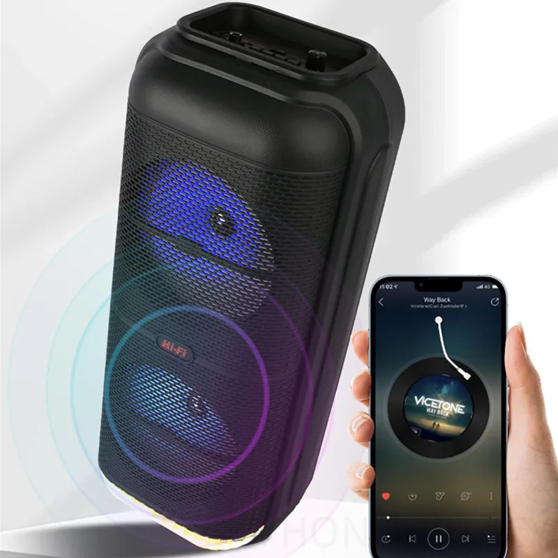 Subwoofer de doble bocina de 6 pulgadas, potencia máxima de 1200W, altavoz Bluetooth súper grande para exteriores, cajas de sonido de columna inalámbricas portátiles con micrófono