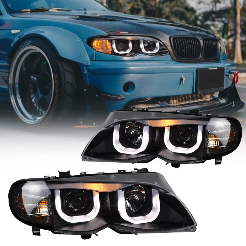 For BMW E46 2001-2004 318 320 323 325 330 Four Door Models High Quality Headlight with Motor Assembly LED Lens Headlight