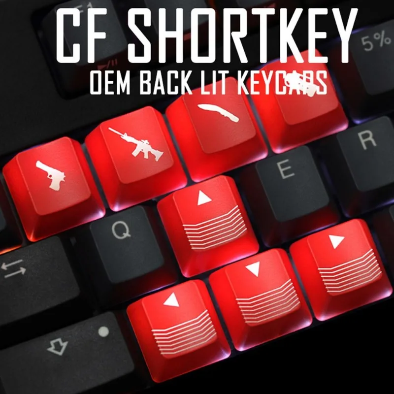 ABS Keycap WASD Direction Shortcut Key Black and Red Key Keycap Mechanical Keyboard Personality Translucent Keycap