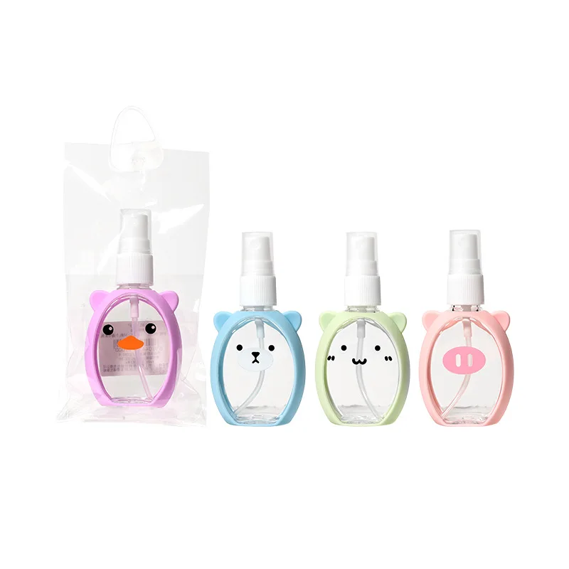 50Ml Cartoon Schattige Draagbare Plastic Spuitflessen Lege Flessen Voor Toner Make-Up Verwijderaar Parfum Alcohol Pers Reisflessen