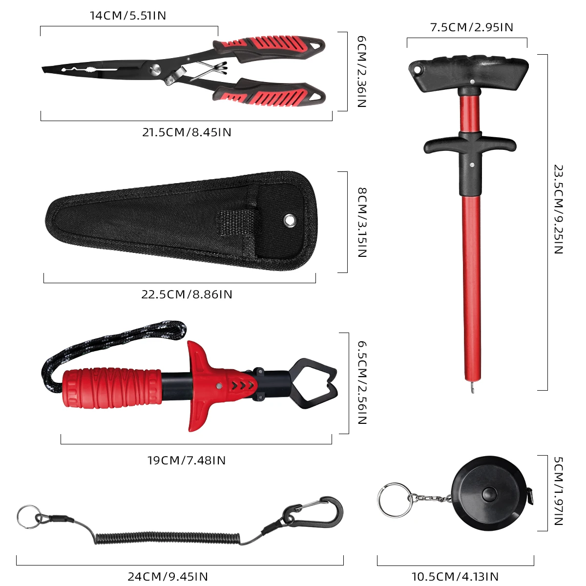 Lure Fishing Gear Equipment Kit: Fish Gripper,Split Ring PE Braided Line Fishing Pliers, Hook Remover, Fishing Tackle Bag Box