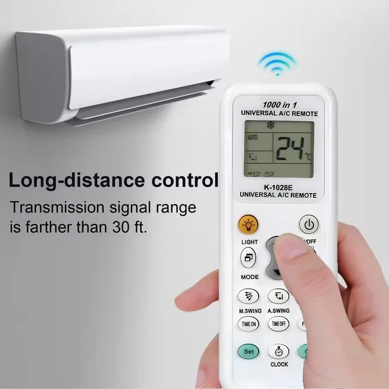 5/1x Universal Air Conditioning Remote Control 1000-in-1 K-1028E One-Button Setting Universal Remote Control with User Manual
