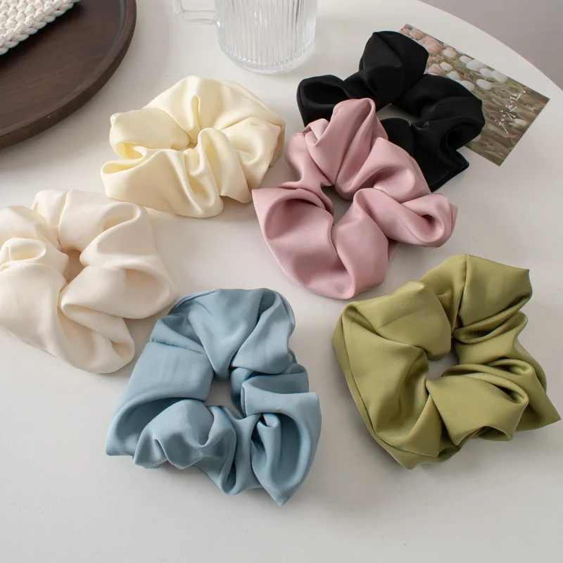 Solid Color Satin Large Intestine Headband Spring New Style Hair Tie Rope Hair Accessories