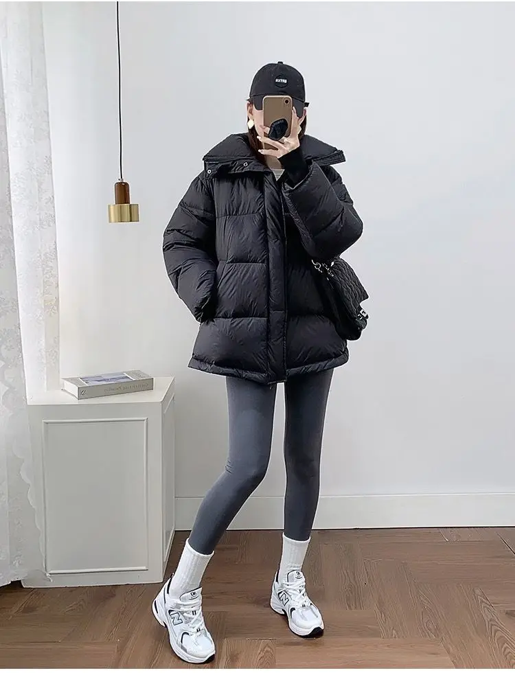 겨울 새로운 여성 다운 재킷 방풍 스탠드 칼라 느슨한 통근 따뜻한 재킷