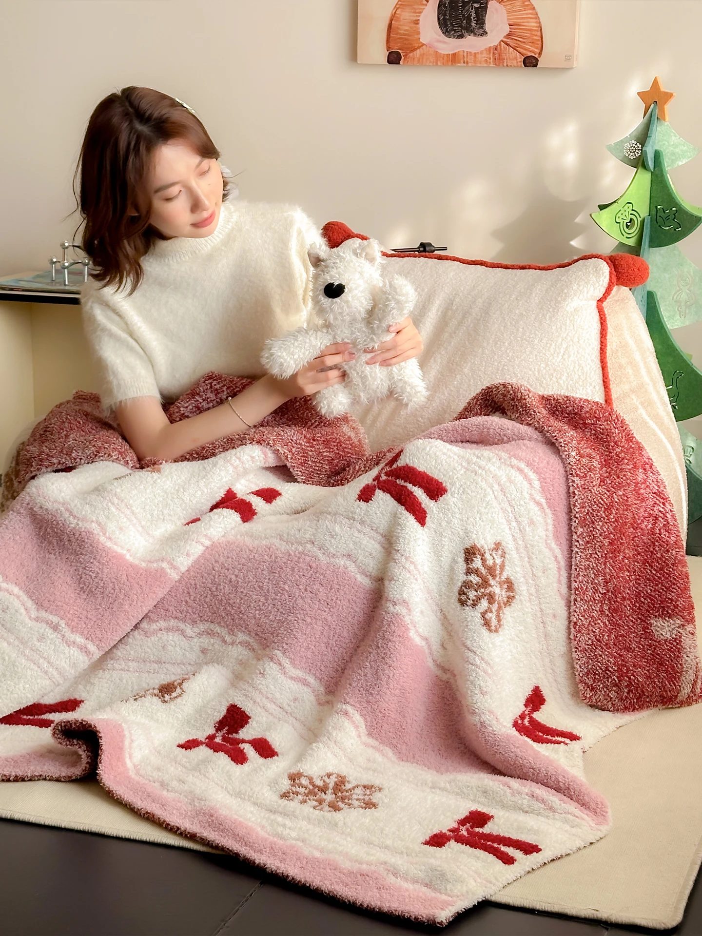 

Мультяшное пушистое одеяло для дома, для дневного сна, накидка на кондиционер, зимнее теплое вязаное полиэстеровое одеяло