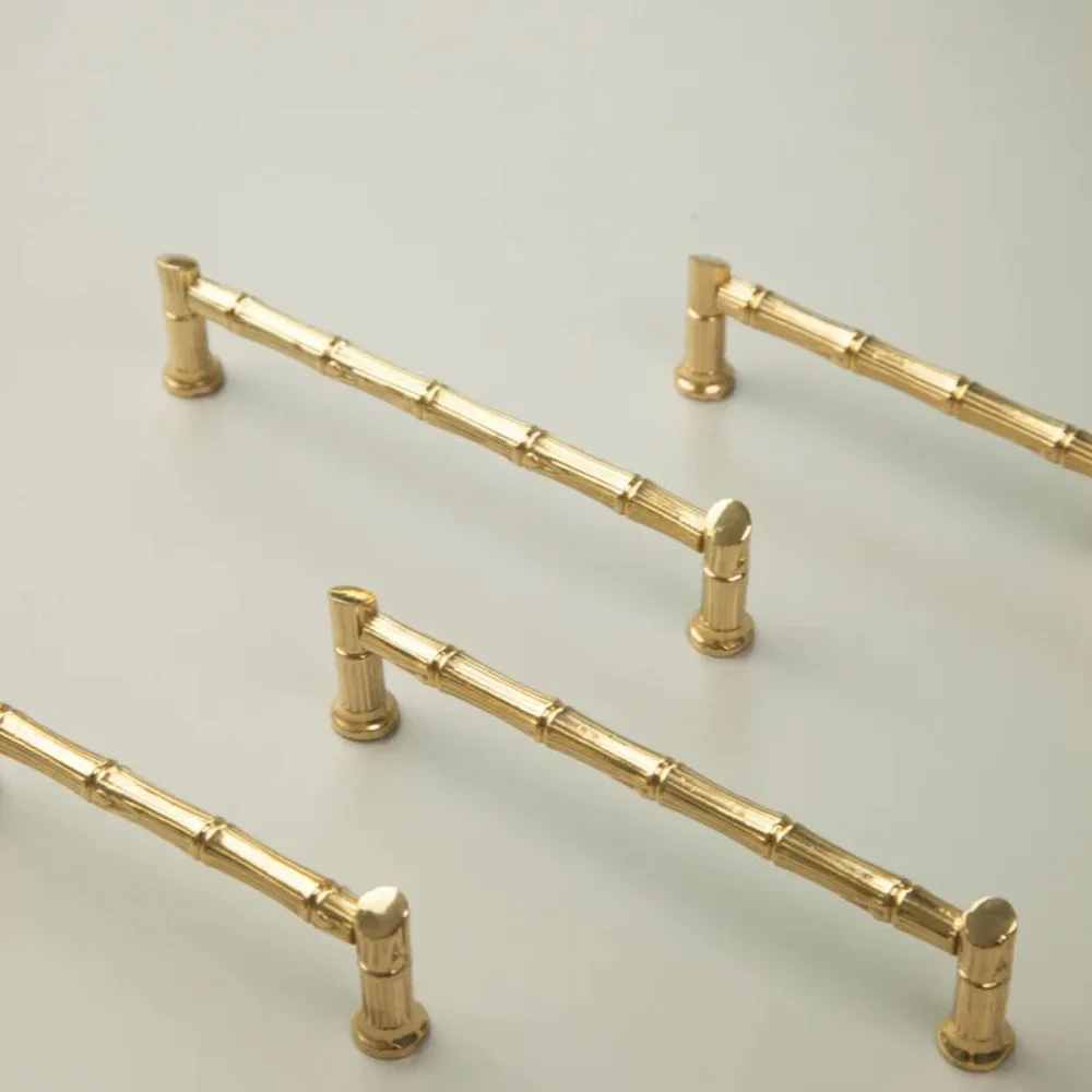 Brass Bamboo Joint Furniture Handles Chinese Style Handles for Cabinets and Drawers Wardrobes Cabinet Dresser Gold Handle