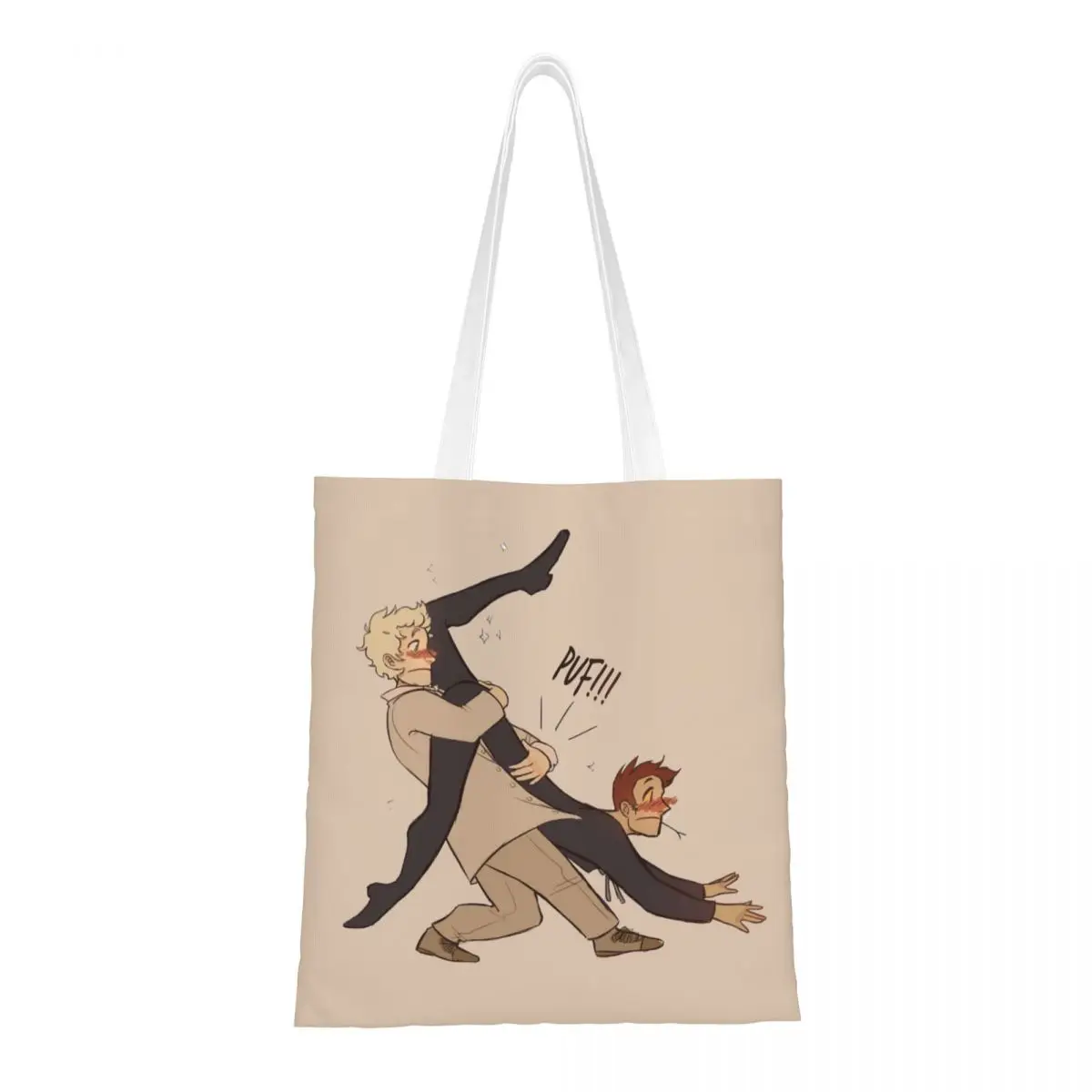 Women Men Good Omens Comedy TV Series Tote Bags Canvas Shopping Bag for Lady Handbags