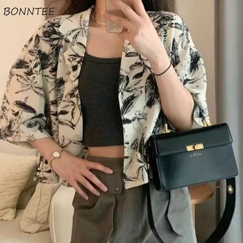 הדפסת חולצות נשים בציר קצר שרוול יוניסקס קצוץ Loose מקרית צרפתית סגנון אסתטי קיץ חג תוספות כל-להתאים סטודנטים