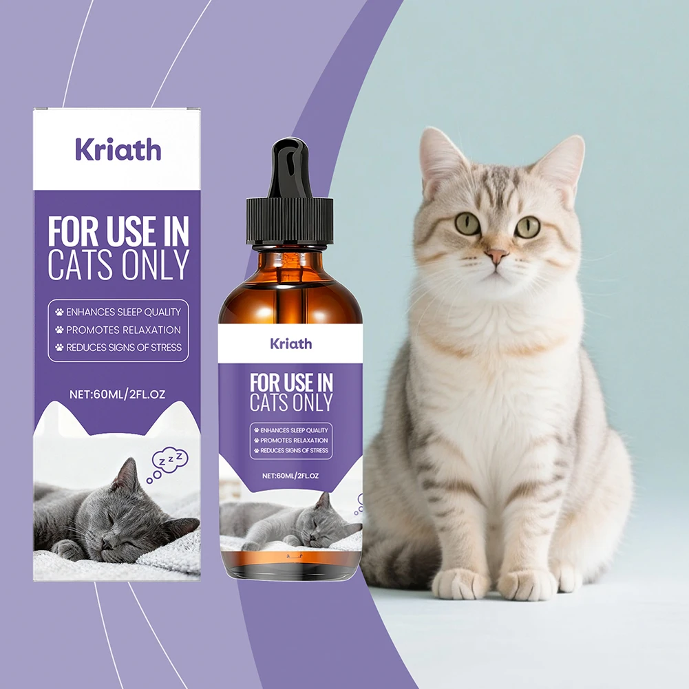 Gotas de melatonina para gatos, alívio de ansiedade, miado noturno excessivo, natural, seguro, suave, ajuda ao sono, gotas calmantes para animais de estimação