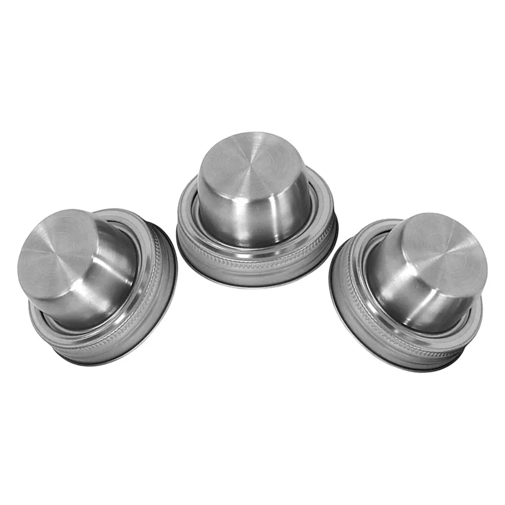 

3Pcs Stainless Steel Cocktail Shaker Lids Fits Standard Jars Leakproof Caps for Spices Flour Sugar Storage Suitable Home Bars