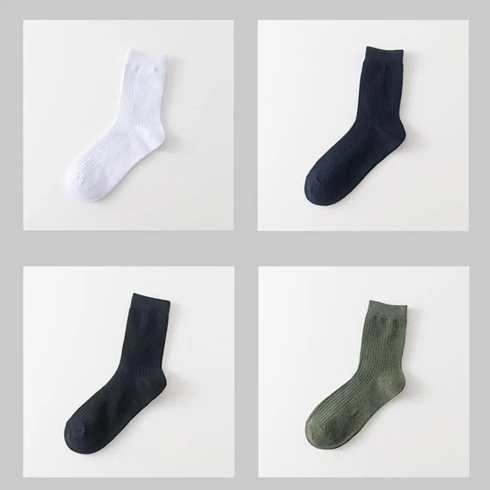 Basic High Quality Mid-tube Business Solid Color Knitting Rib Men's Socks Cotton Socks Men Dress Socks Crew socks