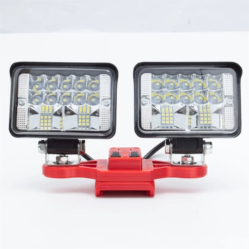 Luz de trabajo LED inalámbrica de 12W, 5600LM, 2 cabezales, carga rápida USB para Einhell, 20V, MAX, XR, 18, batería de iones de litio, linterna