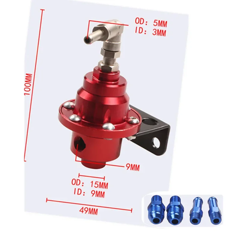 Universal Adjustable Fuel Pressure Regulator Aluminum Car Accessories Vehicle Refitting Fuel Supercharger with Gauge Kit