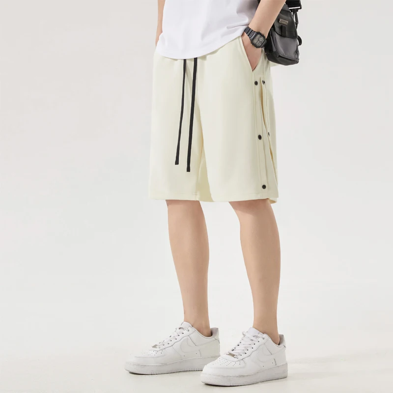 2024new Summer Fashion Brand American Heavyweight Solid Youth Shorts Loose and Versatile Simple Men's Sports and Casual Pants