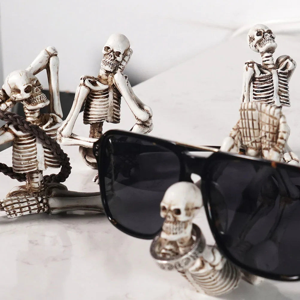 

4pcs Yoga Ornaments Resin Bone Decor For Haunted House Halloween Party Supplies Desktop Graveyard Scene Decoration