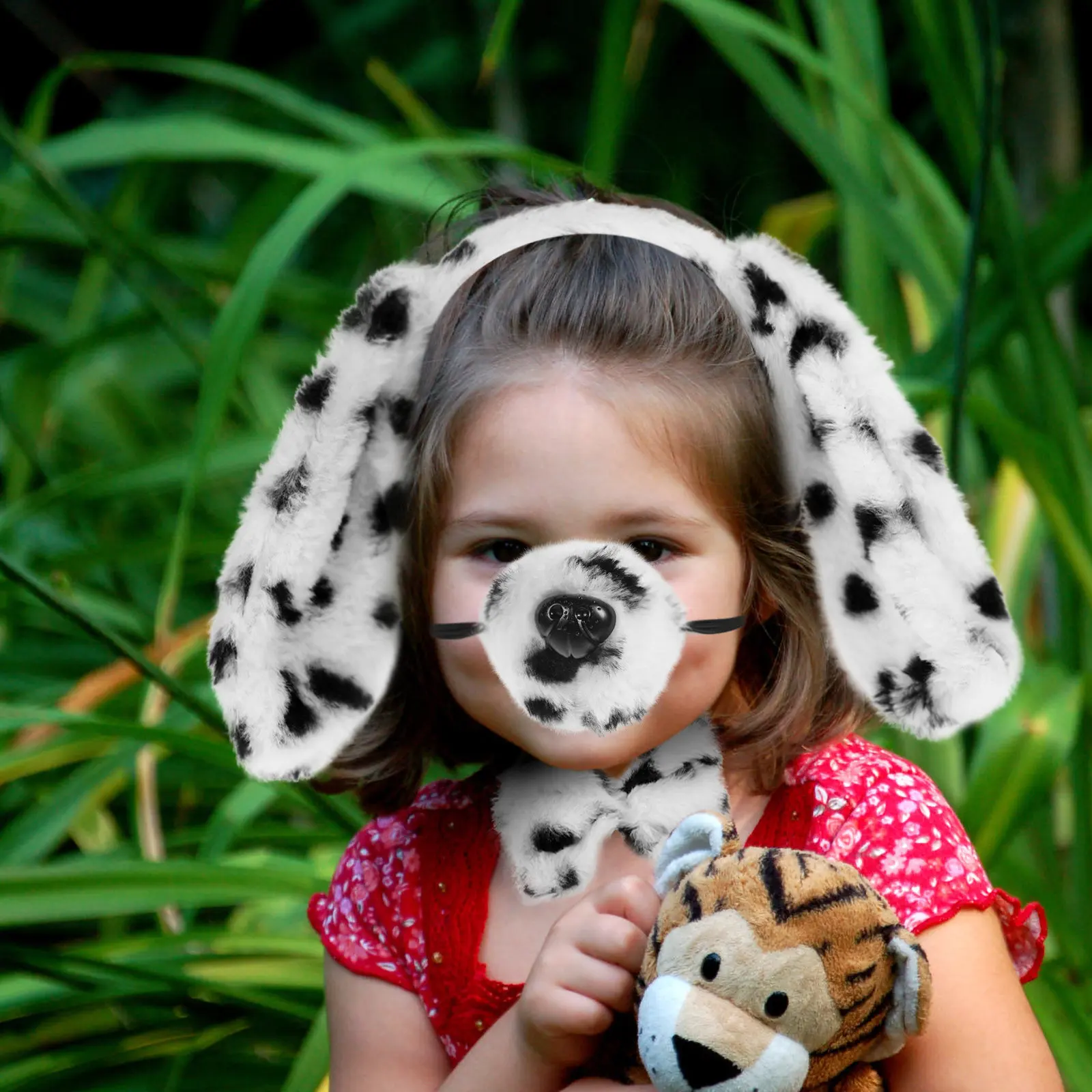 1Set Pet Dog Cosplay Set Soft Cloth Animal Ears Headband Bowtie Fake Nose Tail for Halloween Party Costume Performance Photo