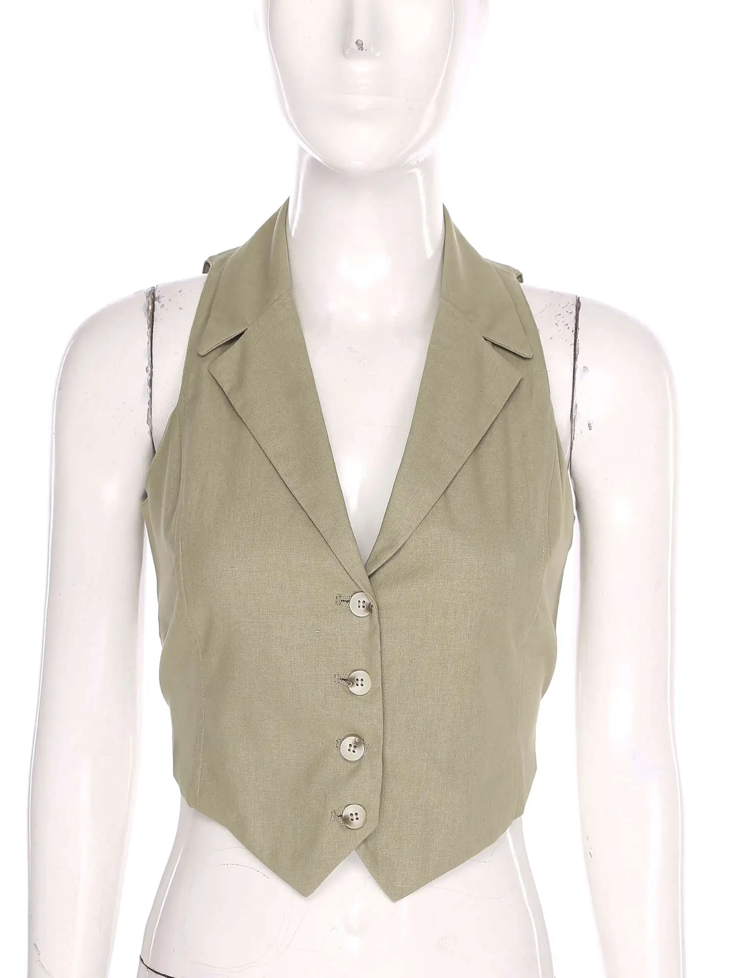 

Женские жилеты, жилет с леопардовым принтом, повседневный костюм, майка с лацканами, V-образным вырезом, укороченный жилет на пуговицах, топ, офисный женский рабочий костюм