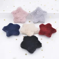 12Pcs Upscale Soft Plush Patches Rabbit Hair Embellishment Star Appliques for Woolen Slippers Decor DIY Hair Clips Headdress