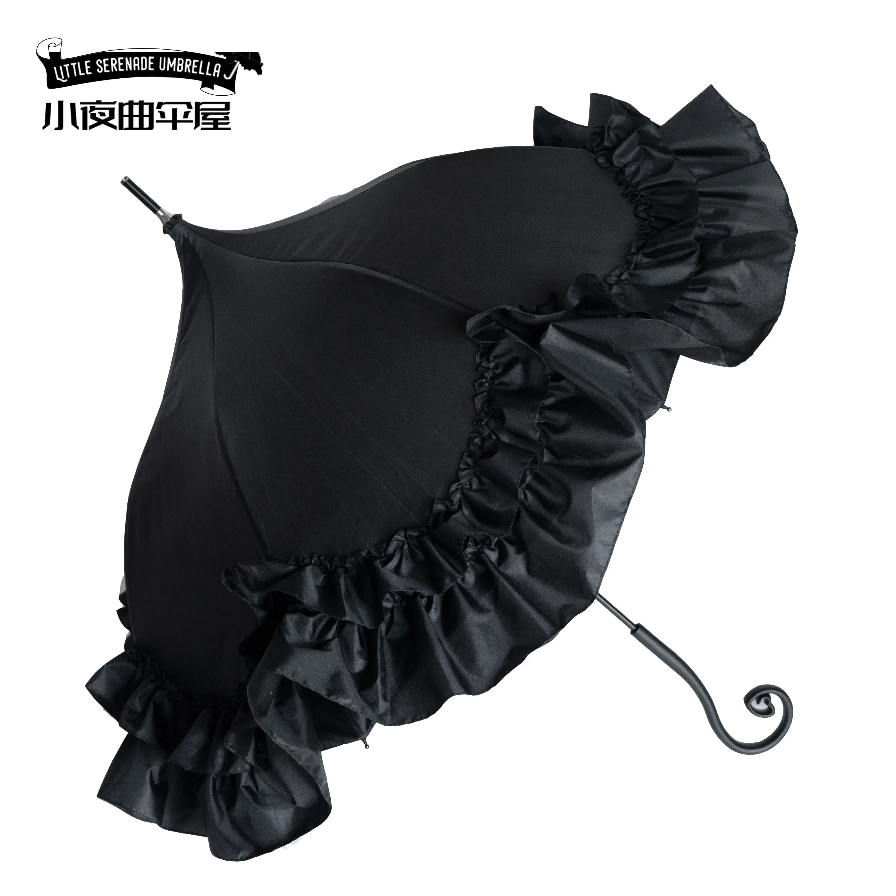 Black and White Window Original Dark Gothic Print Manual Double Layer Full Light Blocking Black Glue Rain Umbrella