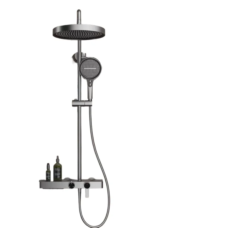 

All-copper shower shower set Household brushed gold pressurized shower anti-scale and scratch-proof